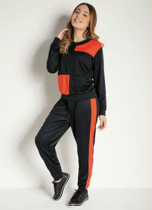 Conjunto Juvenil (Preto e Laranja) com Recortes