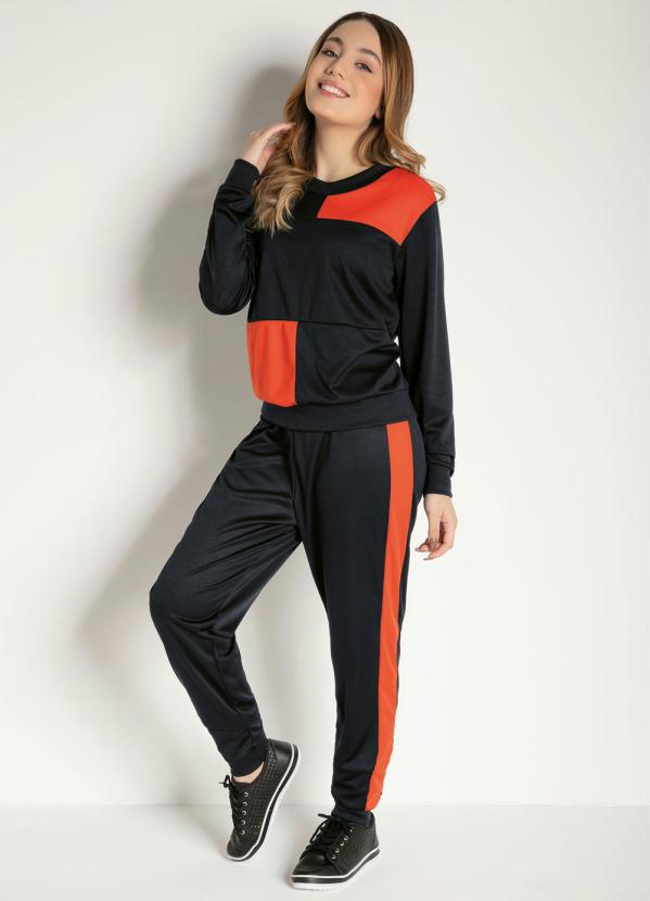 Conjunto Juvenil (Preto e Laranja) com Recortes