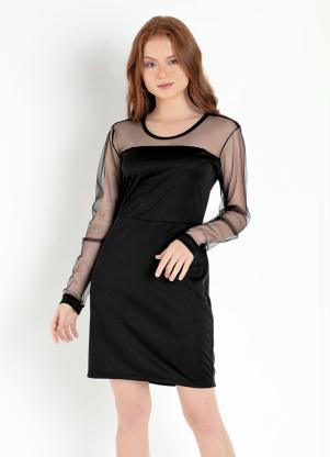 Vestido Juvenil (Preto) com Transparência Vestido Juvenil (Preto) com Transparência