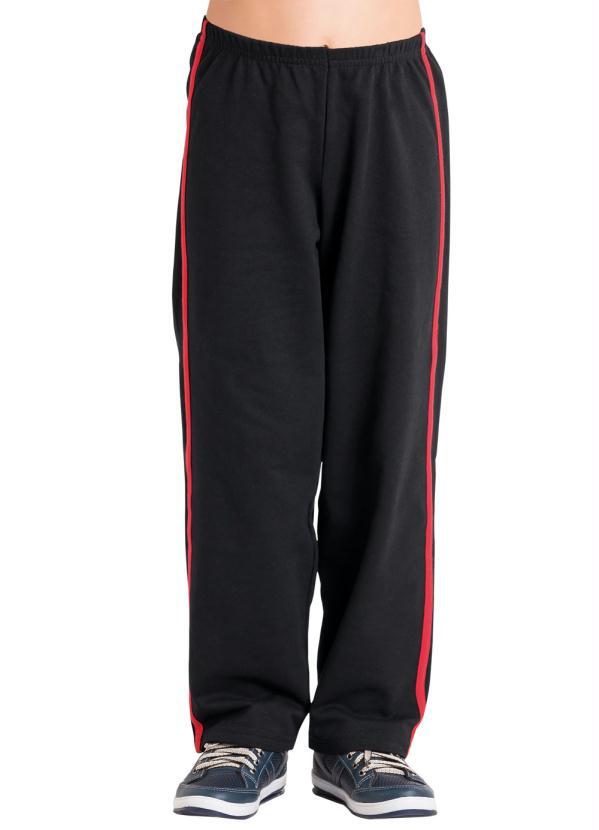 calça preta com listra vermelha
