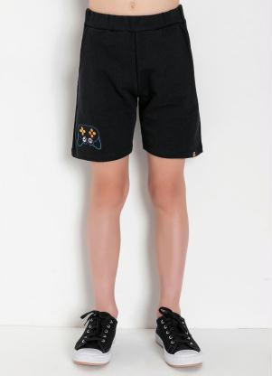 Bermuda Infantil (Preta) com Bordado