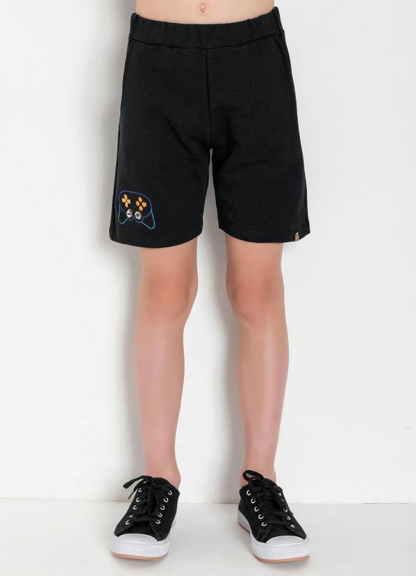 Bermuda Infantil (Preta) com Bordado