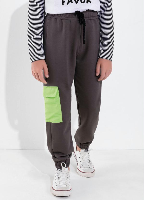 Cal�a Infantil (Chumbo Mescla) com Bolso