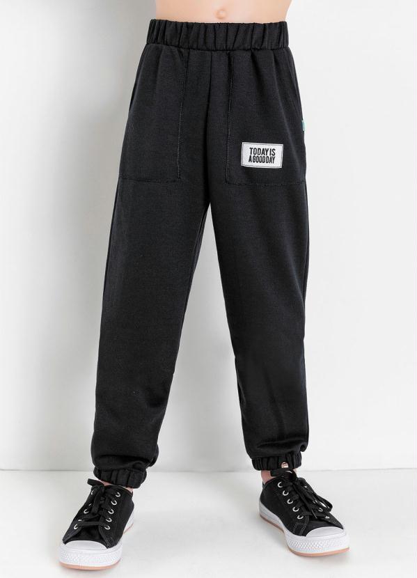 Calça Infantil de Moletom (Preta) com Aplique Calça Infantil de Moletom (Preta) com Aplique