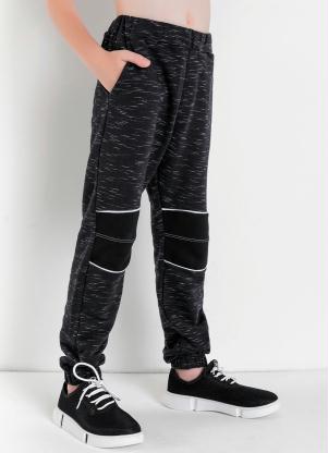 Cal�a Infantil de Moletom (Preto Rajado)