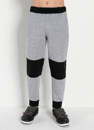 Cal�a Jogger Infantil Moletinho (Cinza e Preto)