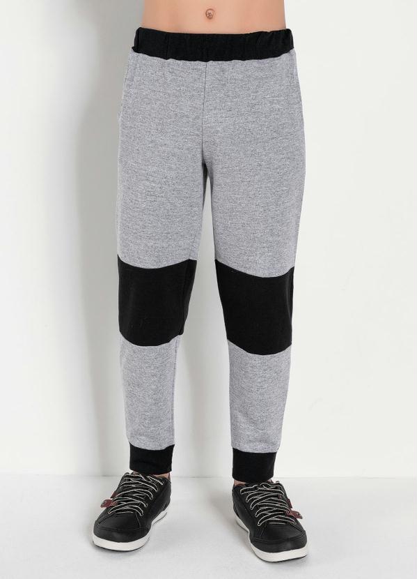 Cal�a Jogger Infantil Moletinho (Cinza e Preto)