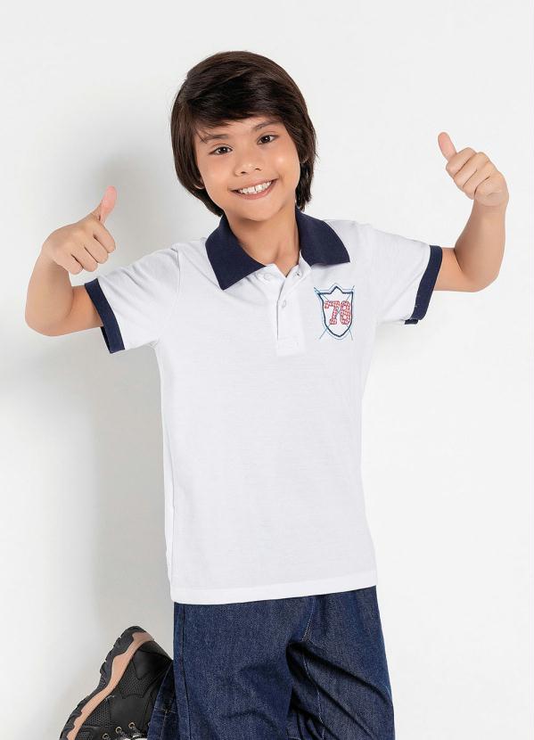 Camisa Polo Infantil (Branca com Gola Marinho) Camisa Polo Infantil (Branca com Gola Marinho)