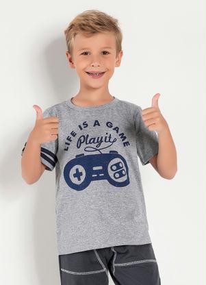 Camiseta Infantil (Cinza) Mangas Curtas Camiseta Infantil (Cinza) Mangas Curtas