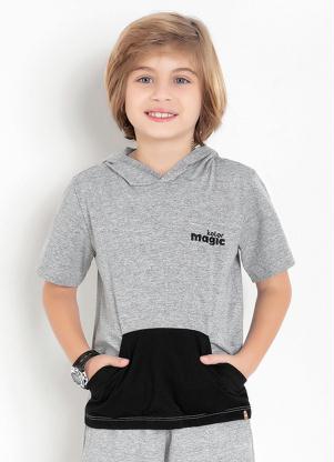Camiseta Infantil (Mescla) com Capuz e Bolso Camiseta Infantil (Mescla) com Capuz e Bolso