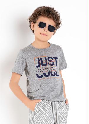 Camiseta Infantil (Mescla) com Estampa e Bolso Camiseta Infantil (Mescla) com Estampa e Bolso