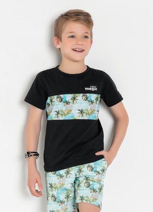 Camiseta Infantil (Preta) com Recorte Camiseta Infantil (Preta) com Recorte