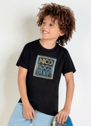 Camiseta Infantil (Preta) Estampa Frente Nicoboco Camiseta Infantil (Preta) Estampa Frente Nicoboco