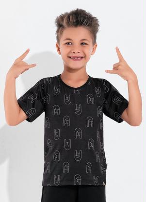 Camiseta Infantil (Rock Roll) com Decote V Camiseta Infantil (Rock Roll) com Decote V