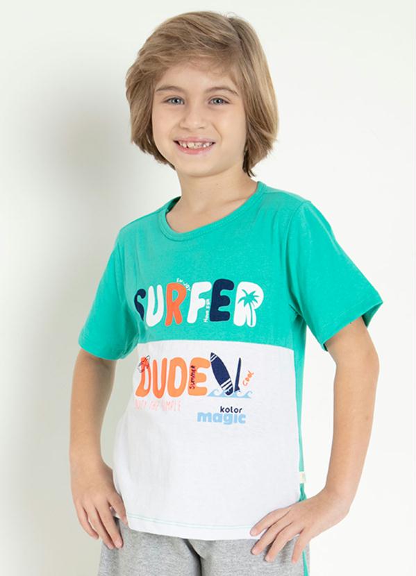 Camiseta Infantil (Verde e Branca) com Estampa