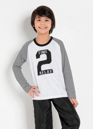 Camiset Infantil (Branca) com Mangas Contrastantes Camiset Infantil (Branca) com Mangas Contrastantes