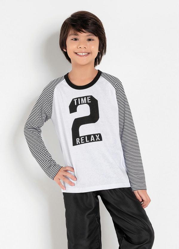 Camiset Infantil (Branca) com Mangas Contrastantes Camiset Infantil (Branca) com Mangas Contrastantes