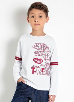 Camiseta Infantil Manga Longa (Branca e Bord�)