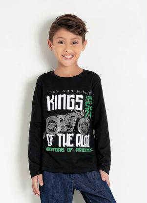 Camiseta Infantil Mullet Manga Longa (Preta)