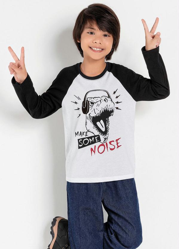 Camiseta Infantil (Preta e Branca) Mangas Raglan
