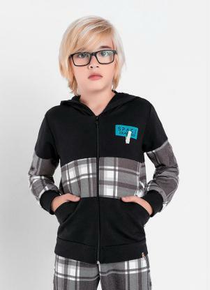 Casaco Infantil (Preto/Xadrez) com Bolsos