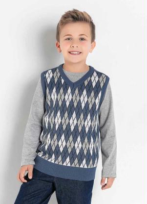 Colete Infantil (Azul Xadrez) de Tric�
