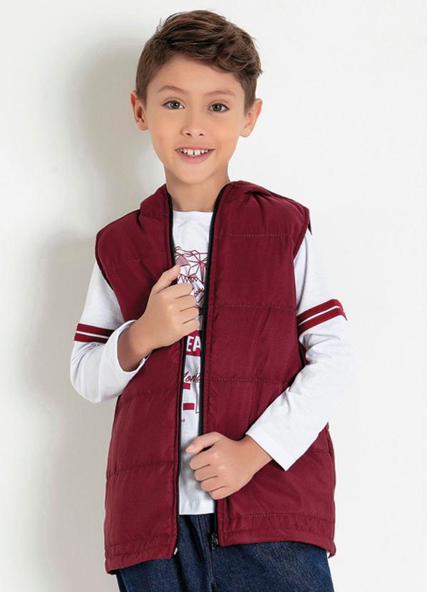 Colete Infantil (Bord�) Puffer com Capuz e Bolsos