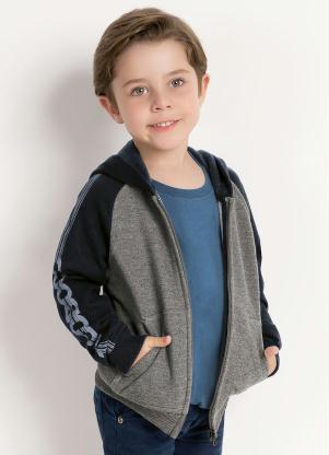 Jaqueta Infantil (Mescla e Preto)Com Bolso e Capuz