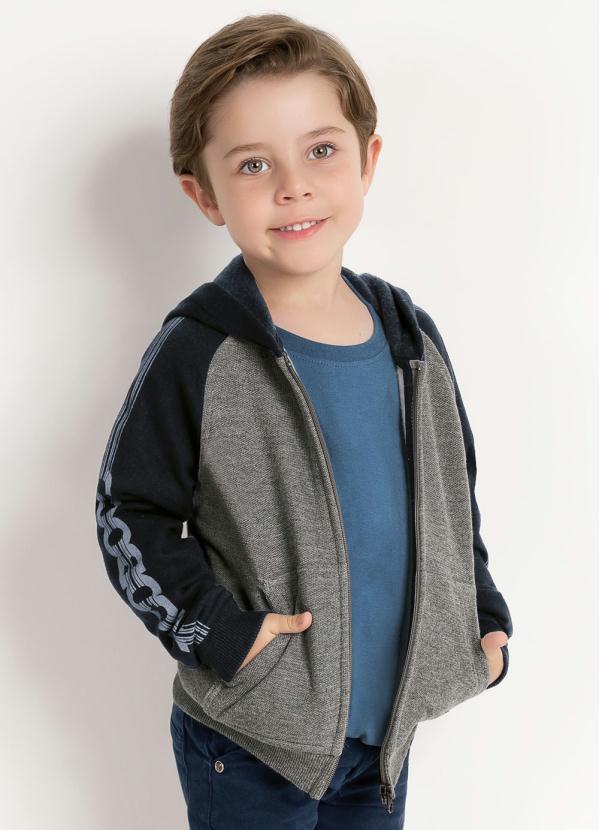 Jaqueta Infantil (Mescla e Preto)Com Bolso e Capuz