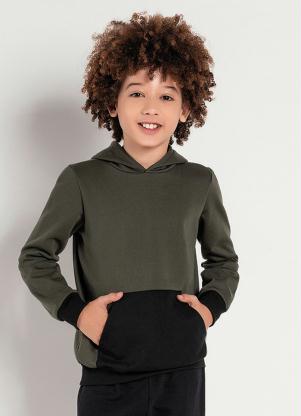 Casaco Infantil (Verde e Preto) Moletom com Capuz