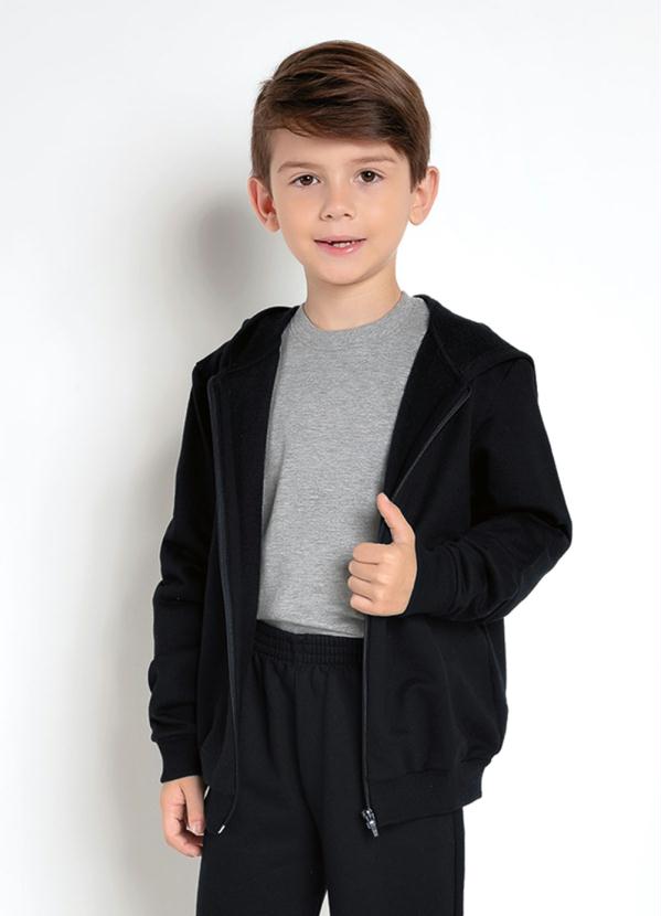 Jaqueta (Preta)Infantil Unissex com Capuz e Z�per