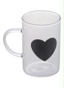 Caneca Cora��o Preto em Vidro 280 Ml