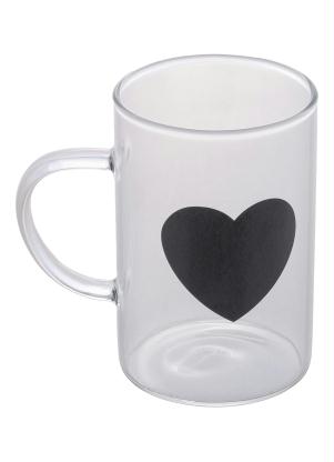 Caneca Cora��o (Preto) em Vidro 280 Ml