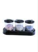 Kit Potes Condimentos com Suporte 3 Pe�as