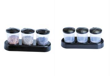 Kit Potes Condimentos com Suporte 3 Pe�as