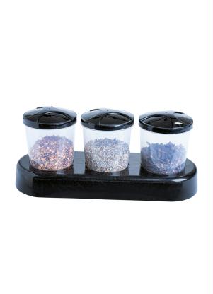 Kit Potes Condimentos com Suporte 3 Pe�as