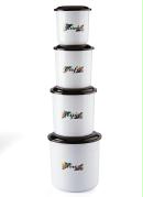 Kit Potes Mantimentos Branco e Preto 4 Pe�as 